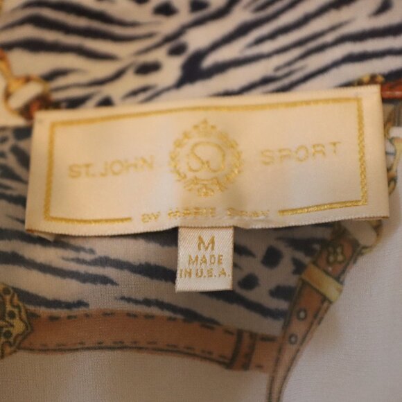 St John Sport Sheer Med Button Down Mob Wife Retro Glam Rock Equestrian - Picture 2 of 12